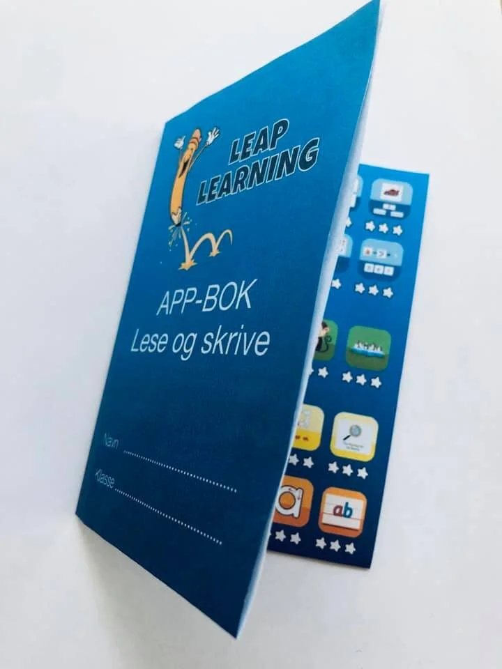 Leap Learning app-bok for lese og skrive, med stjerner for hver app